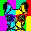 Neon Bulldog Pop Art Glasses