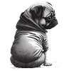 Mops stencil design hvid og sort
