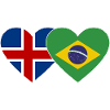 Islande Brésil Flag Coeur