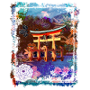 Japan Torii Gate In Water Mountain Collage Art 73