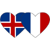 Iceland France Flag Heart