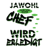 Jawohl Chef wird erledigt, Scherzdesign