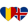 Romania Iceland Flag Heart