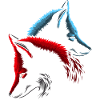 Red and blue foxes