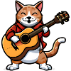 Cute cat plays guitar
