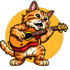 Cute cat plays guitar