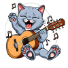 Cute cat plays guitar