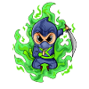 Fire Green Ninja Fighter Motif