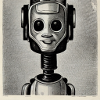 Roboter schwarz weis