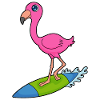 Flamingo Surfing Surfboard Summer