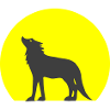 Silhouette loup et lune