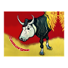 Camargue bull naïve painting style