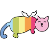 winged chubby cat rainbow