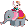 Cat rides elephant