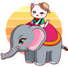 Cat rides elephant