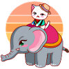 Cat rides elephant