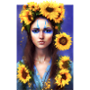 Mädchen mit Sonnenblumen.