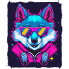 Wolf trägt Sonnenbrille