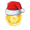 Bitcoin with Christmas hat