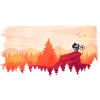 downhill in the sunset