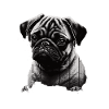 Mops-schablonen-design Weiß Und Schwarz