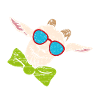 Goat with sunglasses and bow