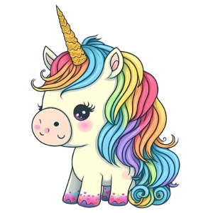 00246 süßes Baby Einhorn mit Regenbogenmähne