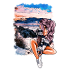 Mädchen am Strand Sommer Illustration