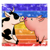 Kuh küsst Schwein