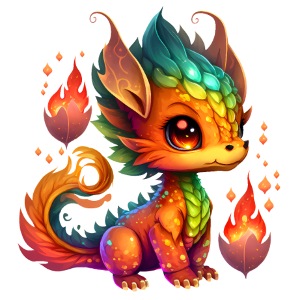 00243 Drachenbaby mit Regenbogen Fell