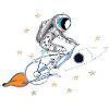Astronaute avec moto-fusée