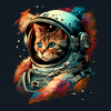Cosmic cat in aetherpunk style