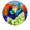 Couple de chevaux Popart cercle design