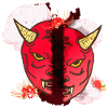 spinnen lilien, oni maske hälften