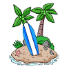 Surfer Surfing Holiday Island Motif