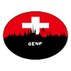 Genf-Schweiz-Flaggen-Skyline-Schattenbild-Reise