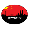 Guangzhou-China-Flaggen-Skyline-Schattenbild-Reise