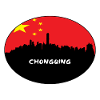 Chongqing-China-Flaggen-Skyline-Schattenbild-Reise