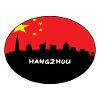Hangzhou-China-Flaggen-Skyline-Schattenbild-Reise