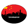 Shanghai-China-Flaggen-Skyline-Schattenbild-Reise