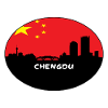 Chengdu-China-Flaggen-Skyline-Schattenbild-Reise
