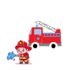 Kinder Feuerwehrmann mit Feuerwehr 3