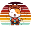 Meowdy Funny Cowboy Cat Retro