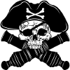Pirate skull with two cannons