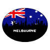 Melbourne-Australien-Flaggen-Skyline-Schattenbild-Reise
