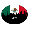 Leon-Mexiko-Flaggen-Skyline-Schattenbild-Reise