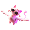 flying cat creature with sunglasses