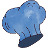 Small blue chef's hat with clouds