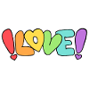 "Love" rainbow lettering