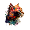 Cat and flowers